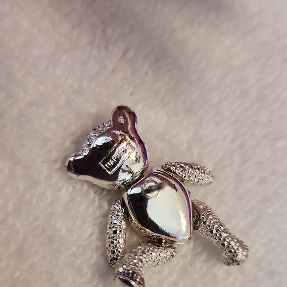 Vintage Sparkling Silver Teddy Bear Brooch - Picture 4 of 6